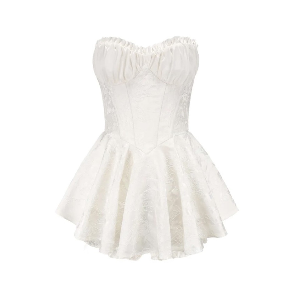 Sweet poison satin corset mini dress-white